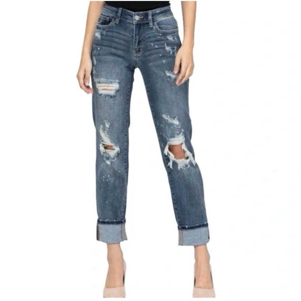 Judy Blue Distressed Boyfriend Fit Jeans